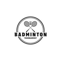 badminton club logo design concetto con emblema cerchio vettore
