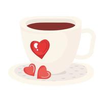 tazza di caffè con cuori amore romantico vettore