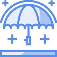 ombrello linea pieno blu icona vettore