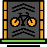 bicicletta corsia linea pieno icona vettore