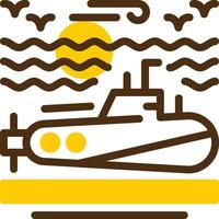 sottomarino giallo lieanr cerchio icona vettore