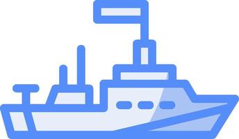 navale nave linea pieno blu icona vettore