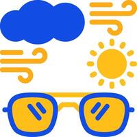 sole con occhiali da sole piatto Due colore icona vettore