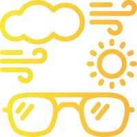 sole con occhiali da sole lineare pendenza icona vettore