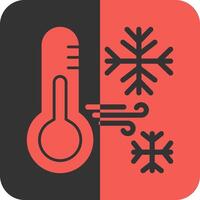 fiocco di neve con termometro rosso inverso icona vettore