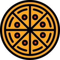 Pizza linea pieno icona vettore