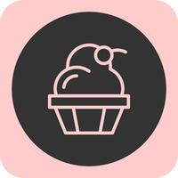 Cupcake lineare il giro icona vettore