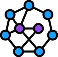 neurale Rete linea pieno icona vettore