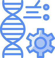 genetico ingegneria linea pieno blu icona vettore