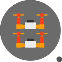 sciame droni piatto ombra icona vettore