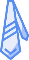 cravatta linea pieno blu icona vettore