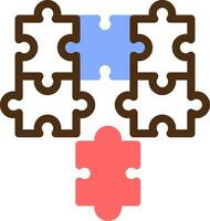 puzzle pezzi adattamento insieme simboleggiante allineamento colore pieno icona vettore