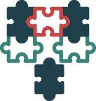 puzzle pezzi adattamento insieme simboleggiante allineamento glifo Due colore icona vettore
