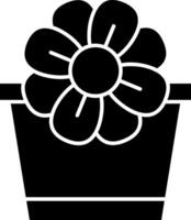 icona del glifo con vaso di fiori vettore