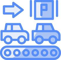 scala mobile nel parcheggio box auto linea pieno blu icona vettore