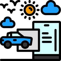 mezzi di trasporto App linea pieno icona vettore