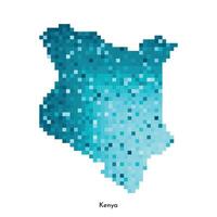 vettore isolato geometrico illustrazione con semplice ghiacciato blu forma di Kenia carta geografica. pixel arte stile per nft modello. tratteggiata logo con pendenza struttura per design su bianca sfondo
