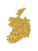 vettore isolato illustrazione con semplificato Irlanda carta geografica indipendente stato. decorato di brillante oro luccichio struttura. Natale e nuovo anno vacanze' decorazione per saluto carta.