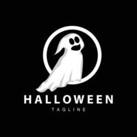 spaventoso fantasma logo, semplice Halloween cartone animato diavolo design illustrazione modello nero sfondo vettore