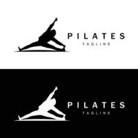 pilates logo vettore corpo pose ginnastica esercizio yoga calma giù modello illustrazione
