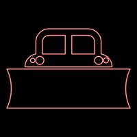 neon spazzaneve neve chiaro macchina spazzaneve camion aratro radura veicolo attrezzata le stagioni trasporto inverno autostrada servizio attrezzatura pulito rosso colore vettore illustrazione Immagine piatto stile