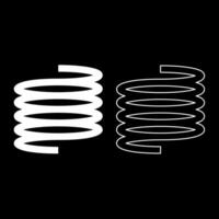 metallo primavera flessibile impostato icona bianca colore vettore illustrazione Immagine solido riempire schema contorno linea magro piatto stile