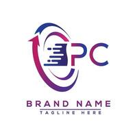 pc lettera logo design. vettore logo design per attività commerciale.