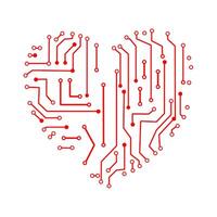 cuore circuito tavola tecnologia modello vettore