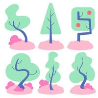 colore vettore illustrazione con diverso tipi e forme di alberi, nel piatto colore