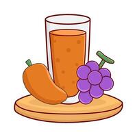 bicchiere Mango succo, Mango frutta con uva frutta illustrazione vettore