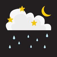 notte pioggia con Luna illustrazione vettore