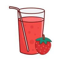 bicchiere fragola succo con fragola frutta illustrazione vettore