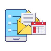 calendario , e-mail con compito nel mobile Telefono illustrazione vettore