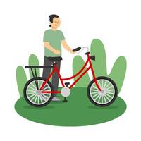 persona con bicicletta illustrazione vettore
