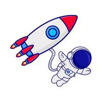 razzo con astronauta illustrazione vettore