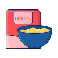 scatola cereale con cereale nel ciotola illustrazione vettore