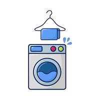 lavaggio macchina con asciugamano sospeso illustrazione vettore