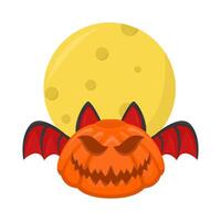 zucca Halloween con pieno Luna illustrazione vettore