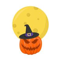 zucca Halloween con pieno Luna illustrazione vettore