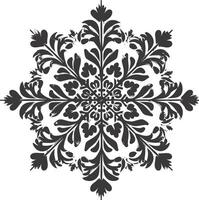 ai generato silhouette mandala fiore fiocco di neve sagomato nero colore solo vettore