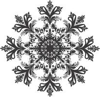 ai generato silhouette mandala fiore fiocco di neve sagomato nero colore solo vettore