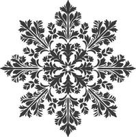 ai generato silhouette mandala fiore fiocco di neve sagomato nero colore solo vettore