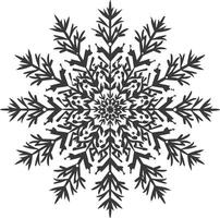 ai generato silhouette mandala fiore fiocco di neve sagomato nero colore solo vettore