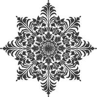 ai generato silhouette mandala fiore fiocco di neve sagomato nero colore solo vettore