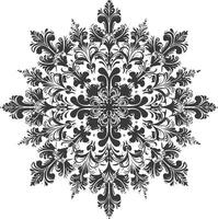 ai generato silhouette mandala fiore fiocco di neve sagomato nero colore solo vettore