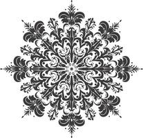 ai generato silhouette mandala fiore fiocco di neve sagomato nero colore solo vettore