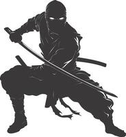 ai generato silhouette ninja assassino nero colore solo pieno corpo vettore