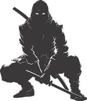 ai generato silhouette ninja assassino nero colore solo pieno corpo vettore