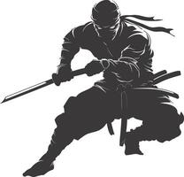 ai generato silhouette ninja assassino nero colore solo pieno corpo vettore