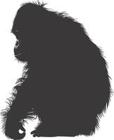 ai generato silhouette orang utan animale pieno corpo nero colore solo vettore
